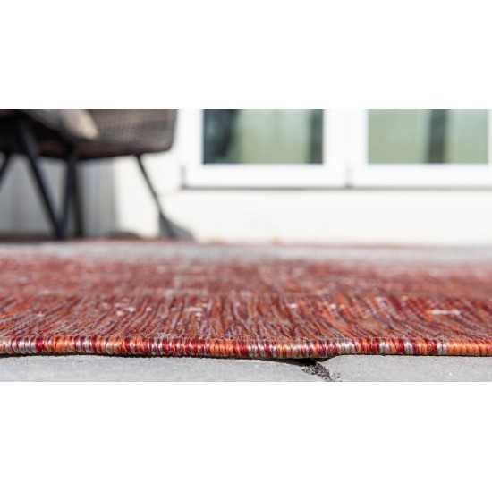 Rug Unique Loom Outdoor Modern Rust Red Rectangular 7' 0 x 10' 0