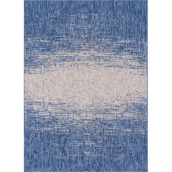 Rug Unique Loom Outdoor Modern Blue Rectangular 7' 0 x 10' 0