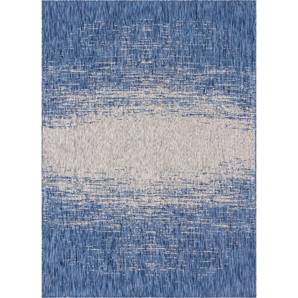 Rug Unique Loom Outdoor Modern Blue Rectangular 7' 0 x 10' 0