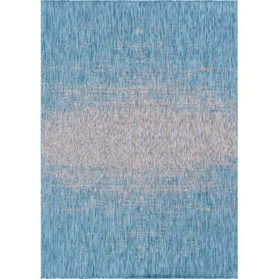 Rug Unique Loom Outdoor Modern Aqua Blue Rectangular 7' 0 x 10' 0