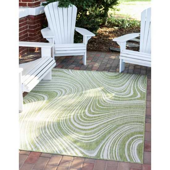 Rug Unique Loom Outdoor Modern Green Rectangular 7' 0 x 10' 0