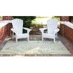Rug Unique Loom Outdoor Modern Green Rectangular 7' 0 x 10' 0