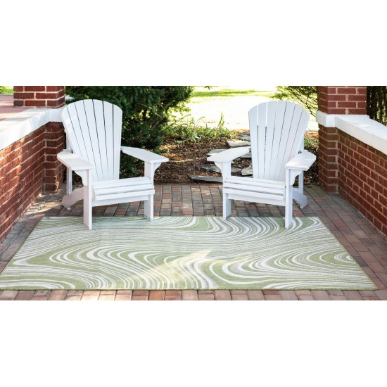 Rug Unique Loom Outdoor Modern Green Rectangular 7' 0 x 10' 0