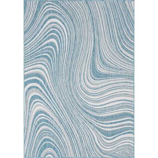 Rug Unique Loom Outdoor Modern Blue Rectangular 7' 0 x 10' 0