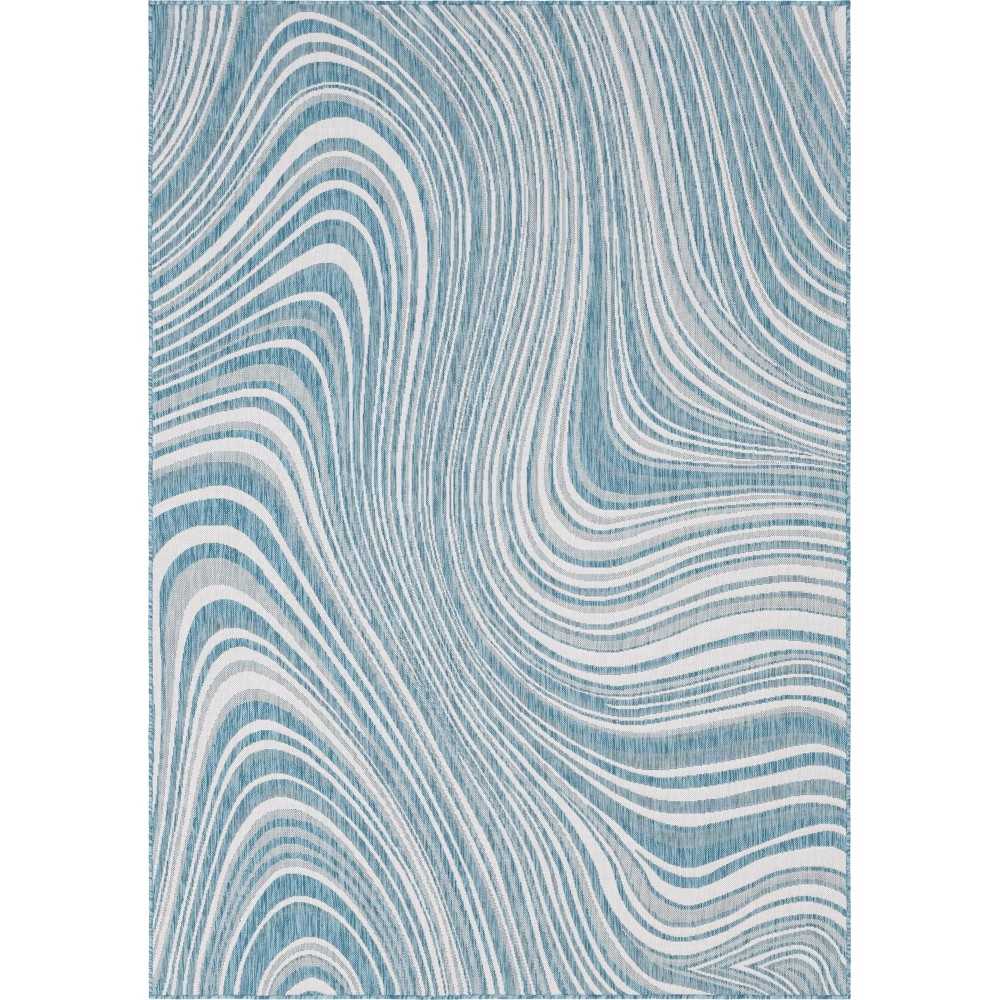 Rug Unique Loom Outdoor Modern Blue Rectangular 7' 0 x 10' 0 Rug Unique Loom Outdoor Modern Blue Rectangular 7' 0 x 10' 0