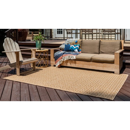 Rug Unique Loom Outdoor Modern Light Brown Rectangular 7' 0 x 10' 0