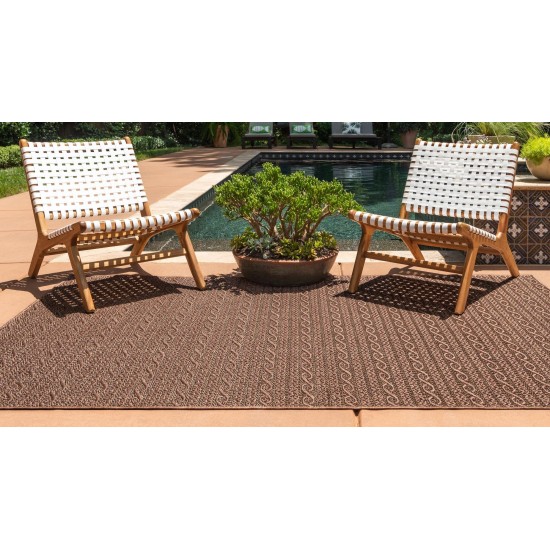 Rug Unique Loom Outdoor Modern Brown Rectangular 7' 0 x 10' 0