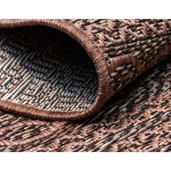 Rug Unique Loom Outdoor Modern Brown Rectangular 7' 0 x 10' 0