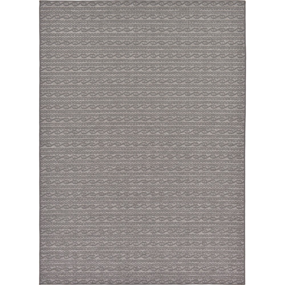 Rug Unique Loom Outdoor Modern Gray Rectangular 7' 0 x 10' 0