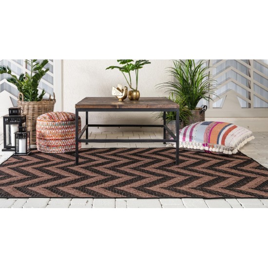 Rug Unique Loom Outdoor Modern Brown Rectangular 7' 0 x 10' 0