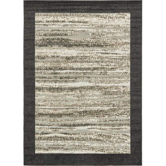 Rug Unique Loom Outdoor Modern Black Rectangular 7' 0 x 10' 0