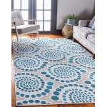 Rug Unique Loom Outdoor Modern Ivory Rectangular 7' 0 x 10' 0