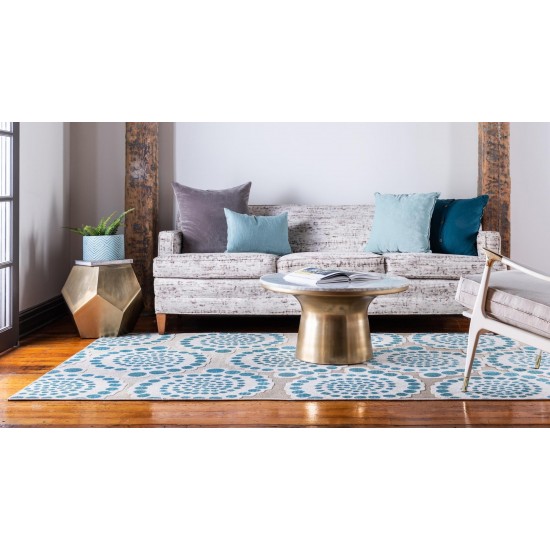 Rug Unique Loom Outdoor Modern Ivory Rectangular 7' 0 x 10' 0