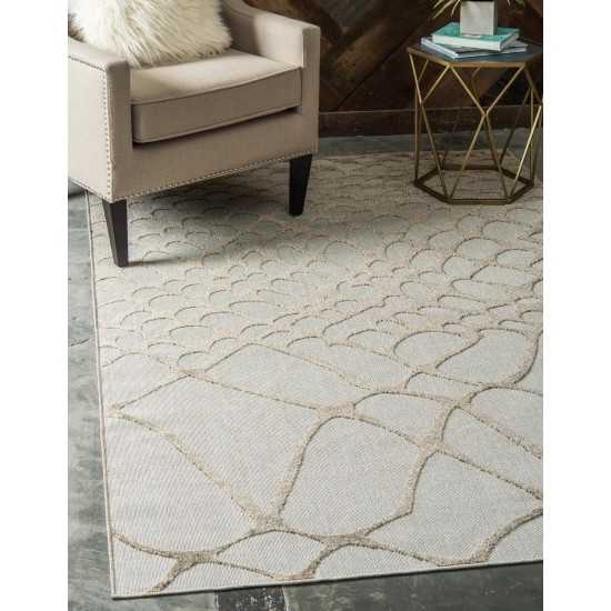 Rug Unique Loom Outdoor Modern Ivory Rectangular 7' 0 x 10' 0