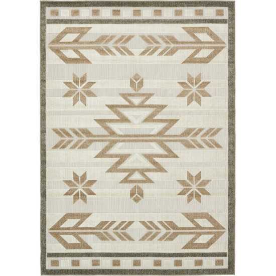 Rug Unique Loom Outdoor Modern Light Brown Rectangular 7' 0 x 10' 0