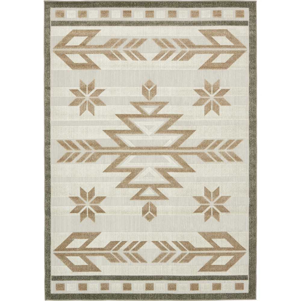 Rug Unique Loom Outdoor Modern Light Brown Rectangular 7' 0 x 10' 0