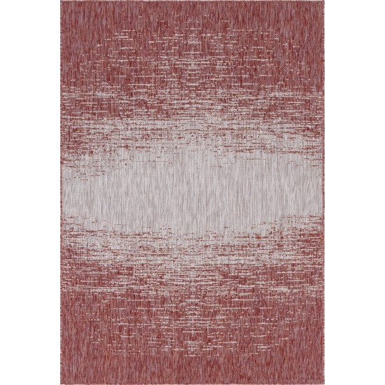 Rug Unique Loom Outdoor Modern Rust Red Rectangular 6' 0 x 9' 0