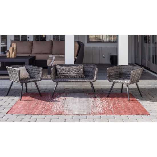 Rug Unique Loom Outdoor Modern Rust Red Rectangular 6' 0 x 9' 0