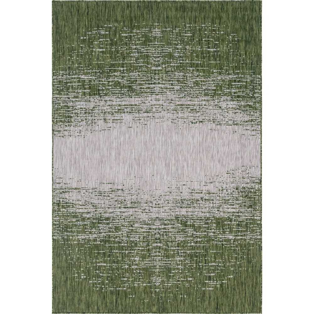 Rug Unique Loom Outdoor Modern Green Rectangular 6' 0 x 9' 0