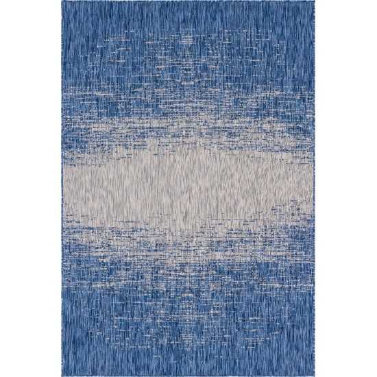 Rug Unique Loom Outdoor Modern Blue Rectangular 6' 0 x 9' 0