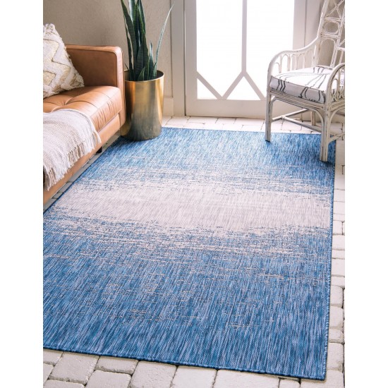 Rug Unique Loom Outdoor Modern Blue Rectangular 6' 0 x 9' 0