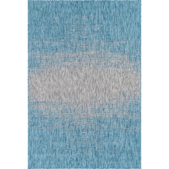 Rug Unique Loom Outdoor Modern Aqua Blue Rectangular 6' 0 x 9' 0