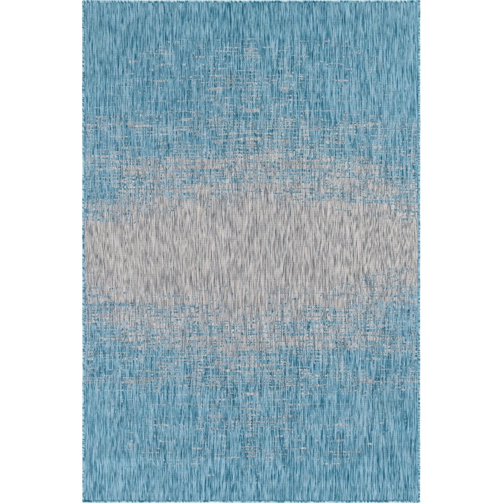 Rug Unique Loom Outdoor Modern Aqua Blue Rectangular 6' 0 x 9' 0