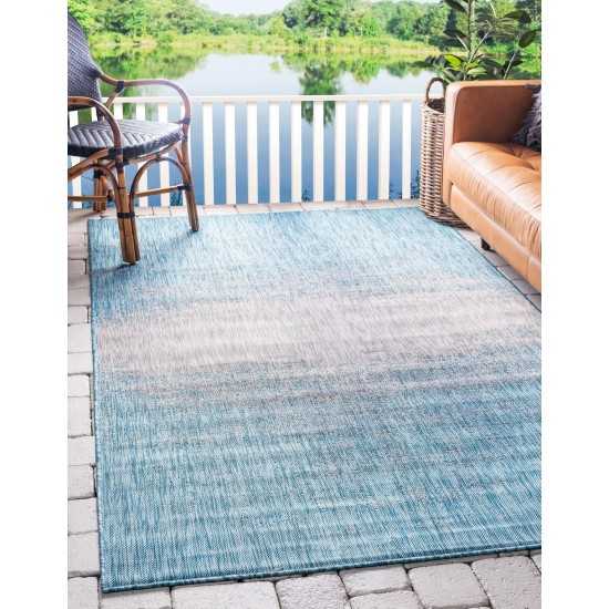 Rug Unique Loom Outdoor Modern Aqua Blue Rectangular 6' 0 x 9' 0