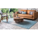 Rug Unique Loom Outdoor Modern Aqua Blue Rectangular 6' 0 x 9' 0