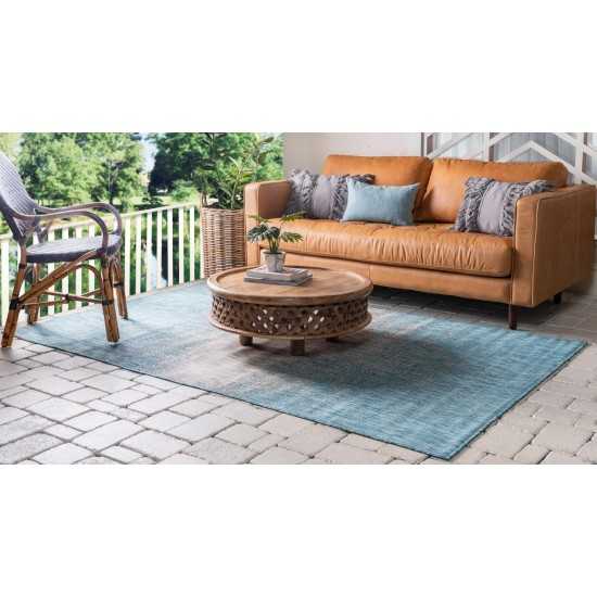 Rug Unique Loom Outdoor Modern Aqua Blue Rectangular 6' 0 x 9' 0