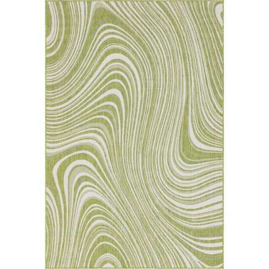 Rug Unique Loom Outdoor Modern Green Rectangular 6' 0 x 9' 0