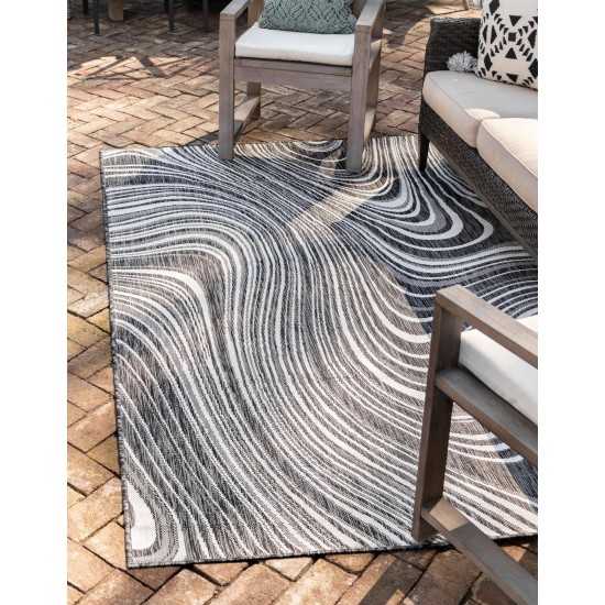 Rug Unique Loom Outdoor Modern Charcoal Rectangular 6' 0 x 9' 0