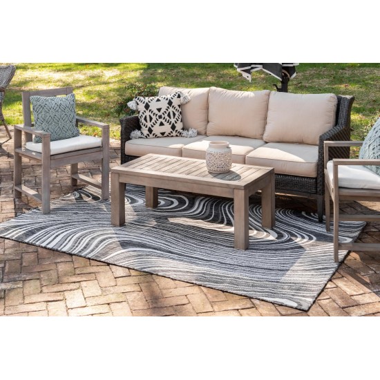 Rug Unique Loom Outdoor Modern Charcoal Rectangular 6' 0 x 9' 0