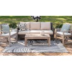 Rug Unique Loom Outdoor Modern Charcoal Rectangular 6' 0 x 9' 0