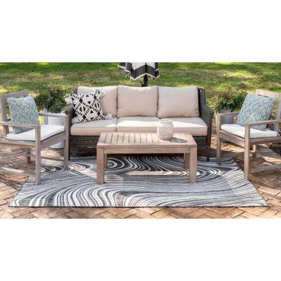 Rug Unique Loom Outdoor Modern Charcoal Rectangular 6' 0 x 9' 0