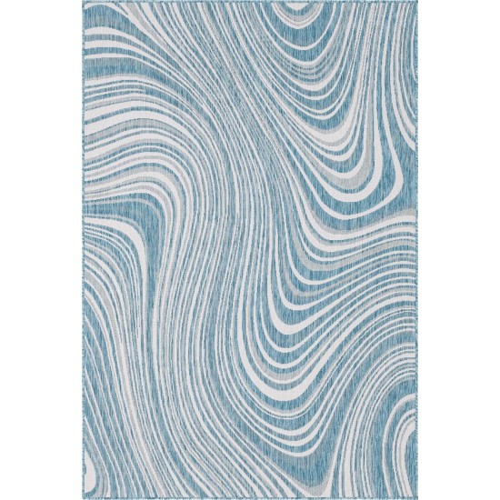 Rug Unique Loom Outdoor Modern Blue Rectangular 6' 0 x 9' 0