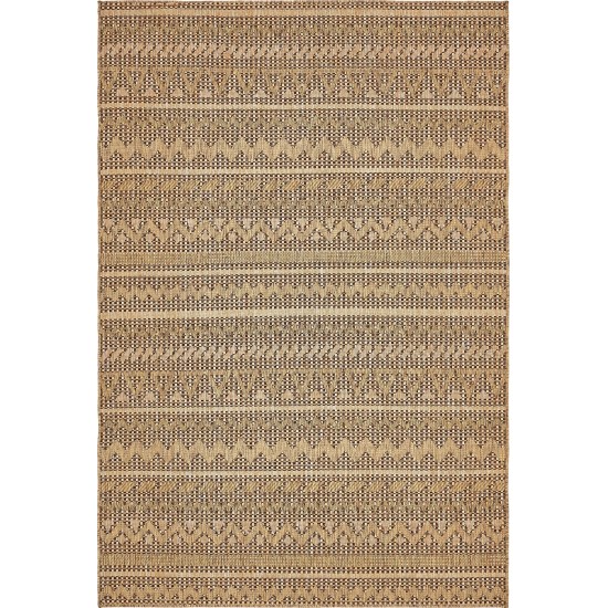 Rug Unique Loom Outdoor Modern Light Brown Rectangular 6' 0 x 9' 0