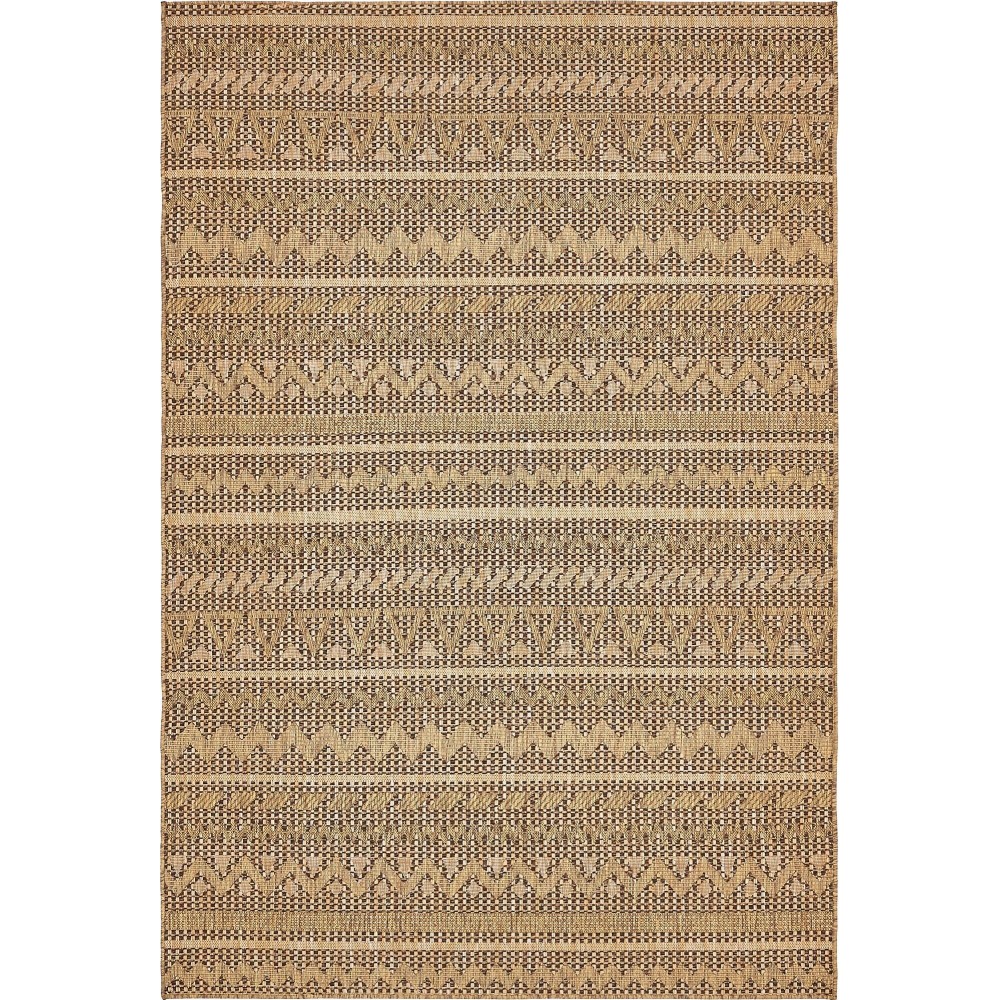 Rug Unique Loom Outdoor Modern Light Brown Rectangular 6' 0 x 9' 0