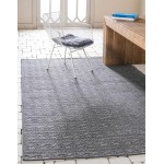 Rug Unique Loom Outdoor Modern Gray Rectangular 6' 0 x 9' 0