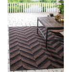 Rug Unique Loom Outdoor Modern Brown Rectangular 6' 0 x 9' 0