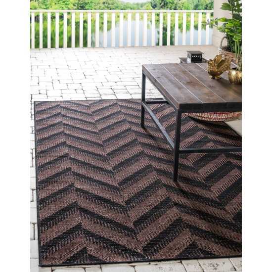 Rug Unique Loom Outdoor Modern Brown Rectangular 6' 0 x 9' 0