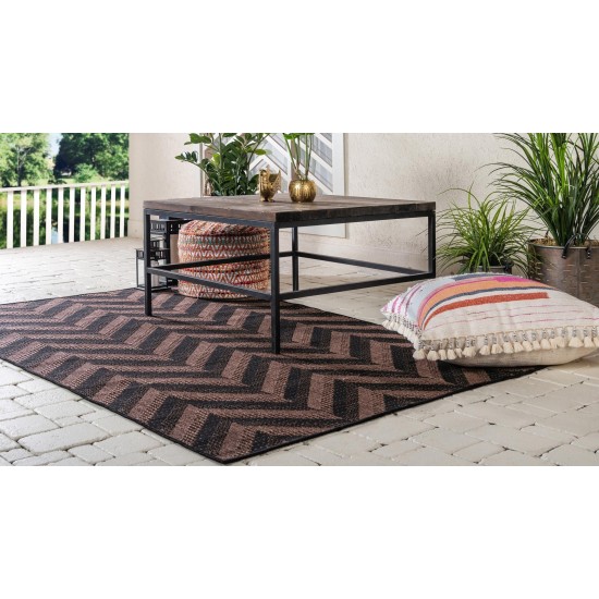 Rug Unique Loom Outdoor Modern Brown Rectangular 6' 0 x 9' 0