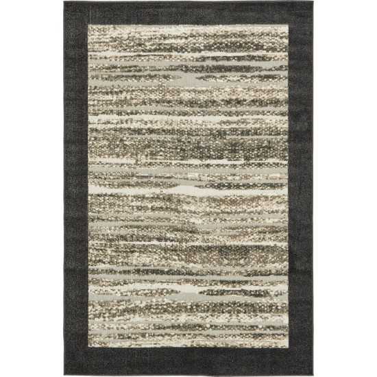 Rug Unique Loom Outdoor Modern Black Rectangular 6' 0 x 9' 0