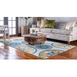 Rug Unique Loom Outdoor Modern Ivory Rectangular 6' 0 x 9' 0
