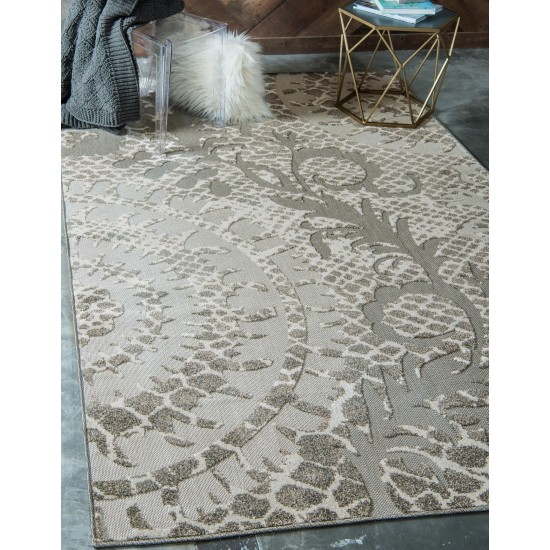 Rug Unique Loom Outdoor Modern Ivory Rectangular 6' 0 x 9' 0