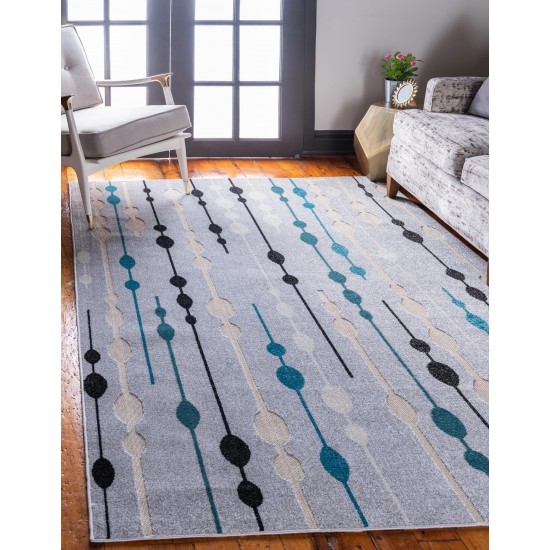 Rug Unique Loom Outdoor Modern Gray Rectangular 6' 0 x 9' 0