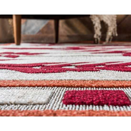 Rug Unique Loom Outdoor Modern Burgundy Rectangular 6' 0 x 9' 0