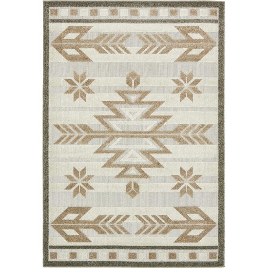 Rug Unique Loom Outdoor Modern Light Brown Rectangular 6' 0 x 9' 0