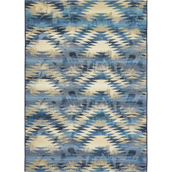 Rug Unique Loom Outdoor Modern Blue Rectangular 5' 3 x 8' 0