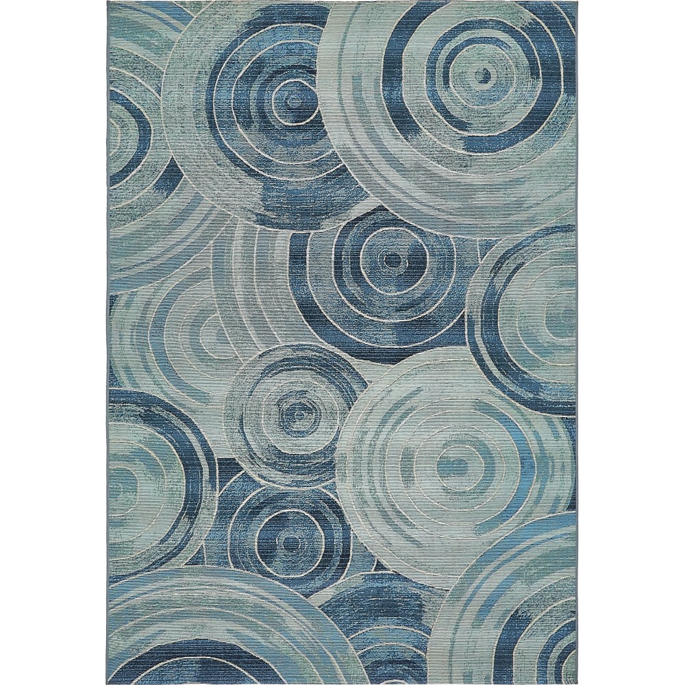 Rug Unique Loom Outdoor Modern Light Blue Rectangular 5' 3 x 8' 0